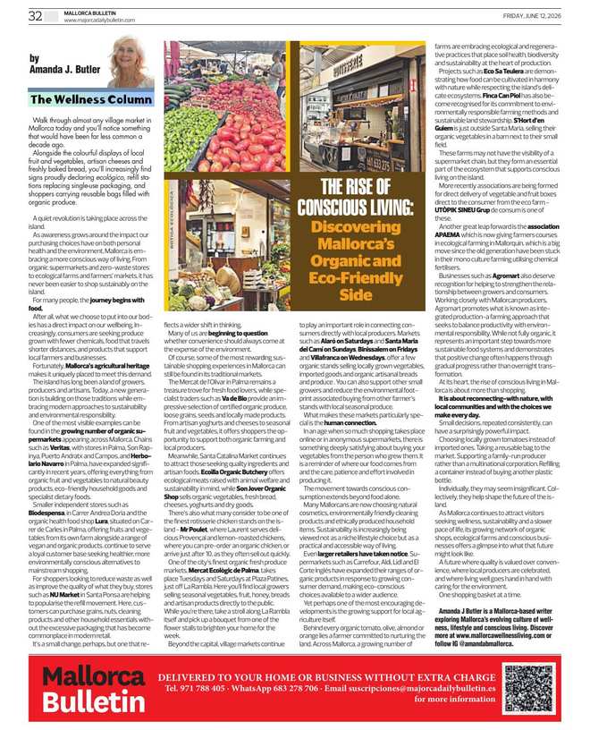 Amanda J Butler's Wellness Column in the Mallorca Bulletin: The Best Organic Shops in Mallorca: A Guide to Conscious Living on the Island