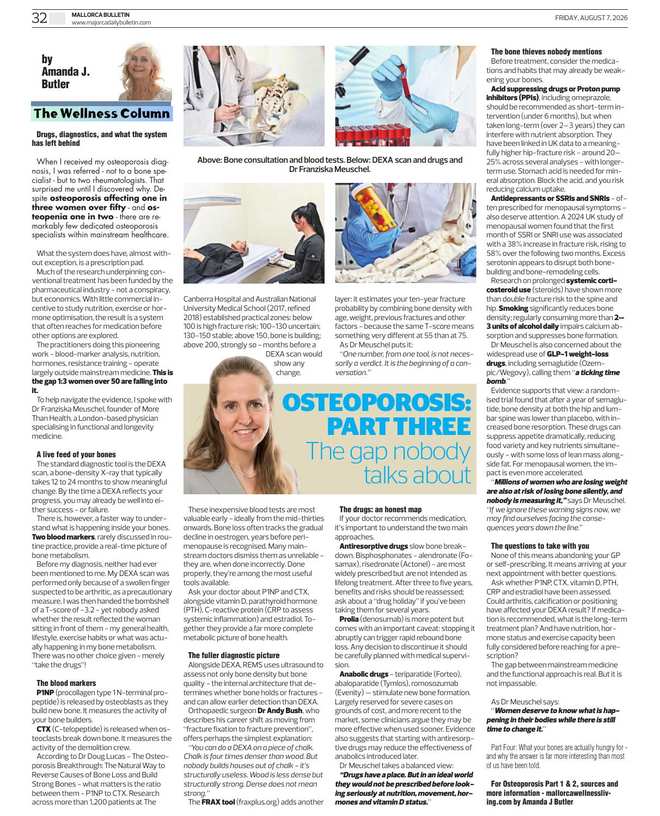 Amanda J Butler's Wellness Column in the Mallorca Bulletin: Osteoporosis Blood Tests: The Markers Most Doctors Never Order – And Why That’s a Problem