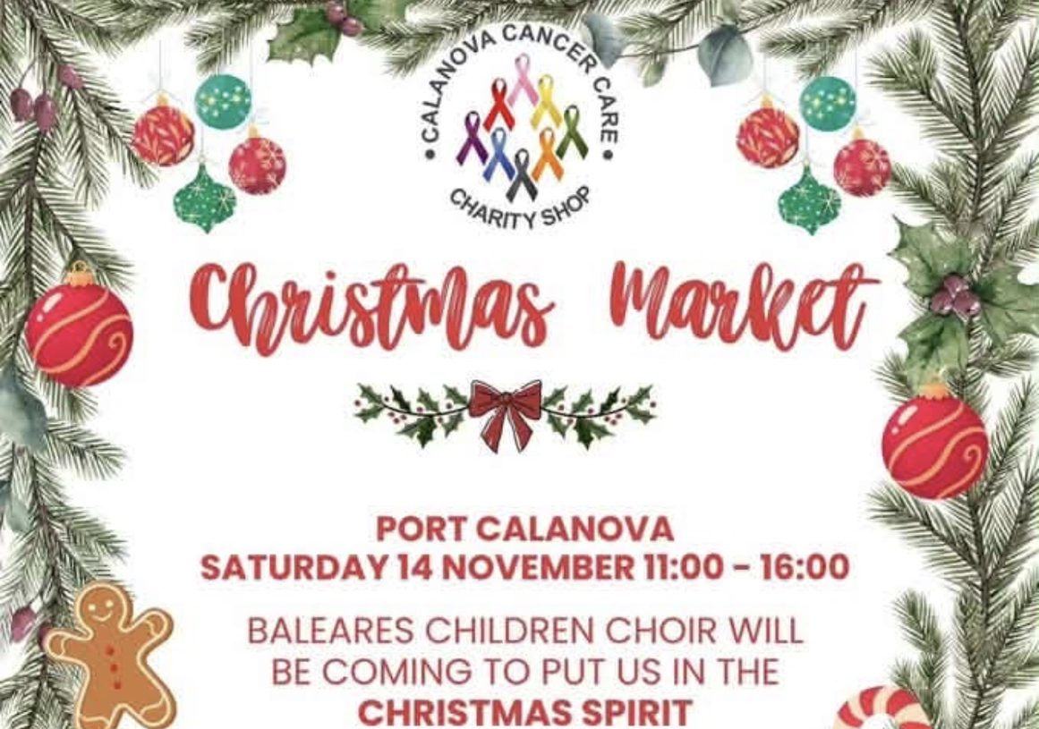 Poster for the Calanova Cancer Care Christmas Market, Port Calanova, Saturday 14 November