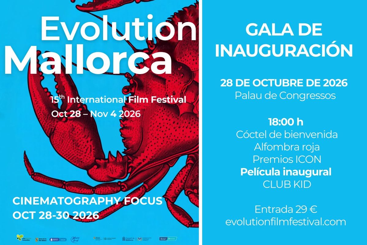 Evolution Mallorca International Film Festival 2026 poster and opening gala details, Palau de Congressos, Palma