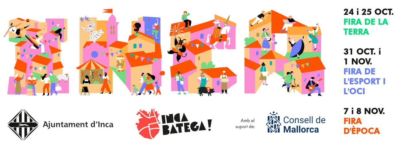 Fires d'Inca 2026 illustration with the dates of Inca's three autumn fairs, Mallorca