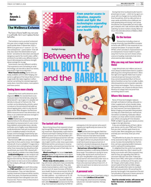 Amanda J Butler’s Wellness Column in the Mallorca Bulletin: Between the Pill Bottle and the Barbell