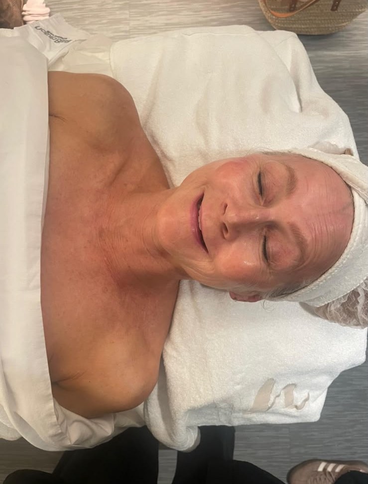 Relaxing on the treatment bed after a Natura Bissé facial at Sacred Space Palma, Mallorca